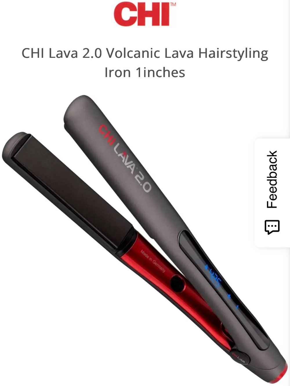 CHI Lava 2.0 1" Volcanic Lava Hairstyling Iron - Gray/Red